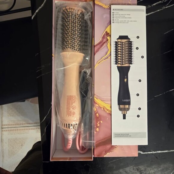 LANDOT Hair Blow Dryer Brush: One-Step Hot Air Brush with 60mm Oval Barrel - 4 i - Picture 4 of 5